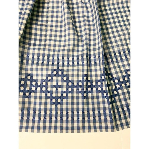 Vintage Blue and White Checkered Half Apron One Pocket 19  Inch Long Tie Back - Picture 3 of 11